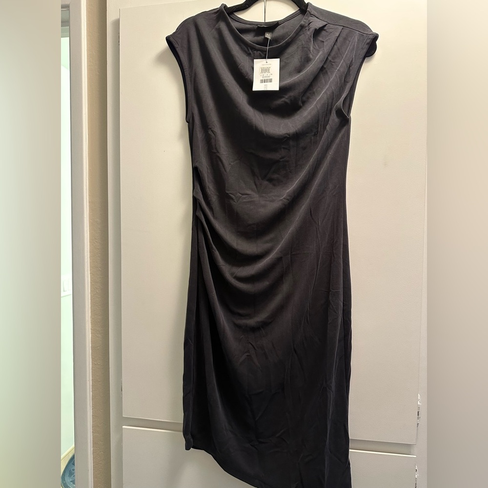 Topshop Charcoal Draped Midi Dress